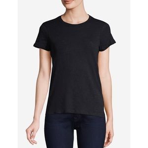 ATM • Black Metallic Shimmer Slub Jersey Schoolboy Short Sleeve Crewneck Tee